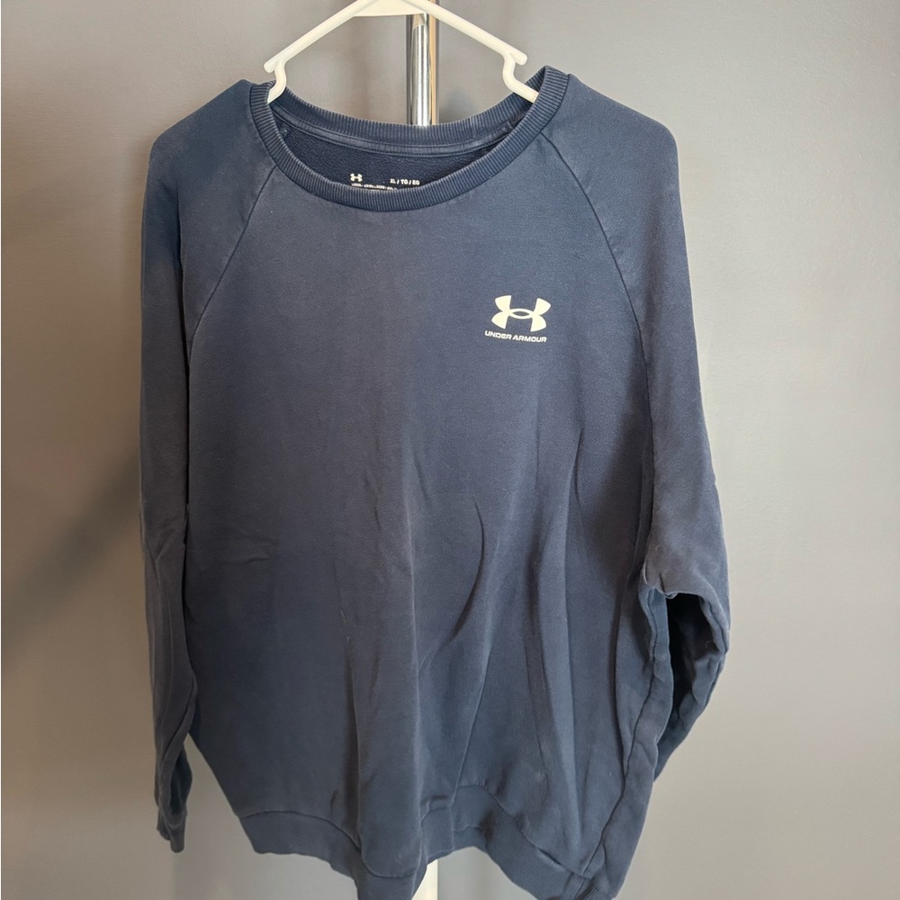 Under Armour Navy Blue Crewneck Pullover with Small Logo